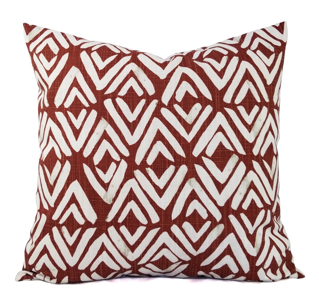 Two Red Pillow Covers Geometric Pillow Sham Dark Red Throw Etsy