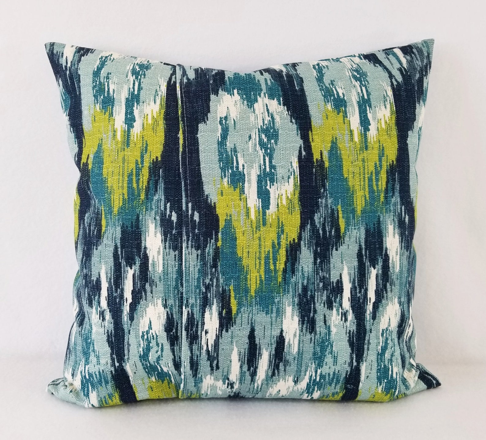 Throw Pillow Covers Two Blue and Green Ikat Covers Blue Etsy