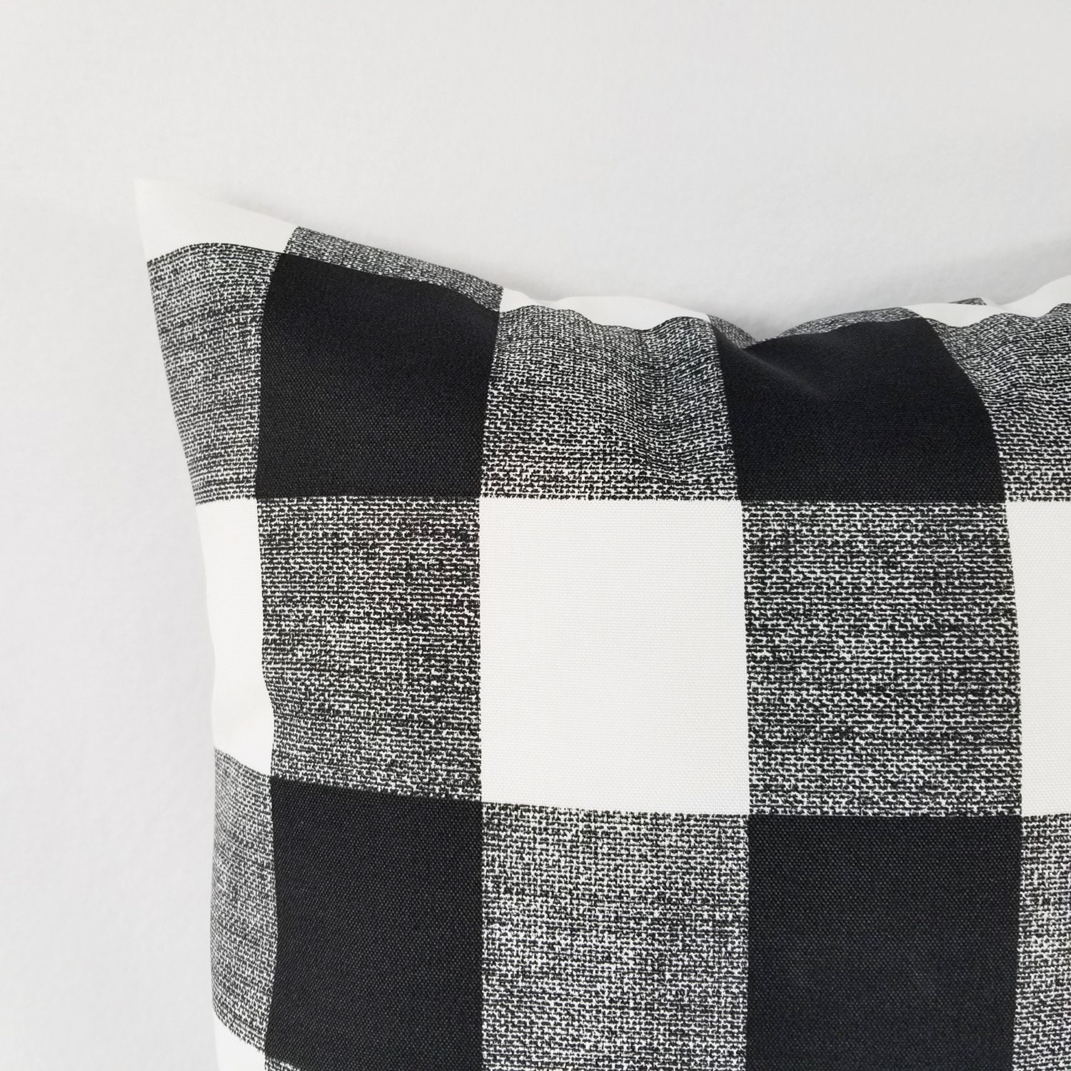 OUTDOOR Two Black and White Pillow Covers Black Plaid Pillow Etsy