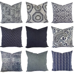 Decorative Pillow Cover - Blue Grey Pillow - Chevron Pillow - Solid Pillow Cover - Accent Pillow Cover - Navy Pillow - Grey Blue Pillow