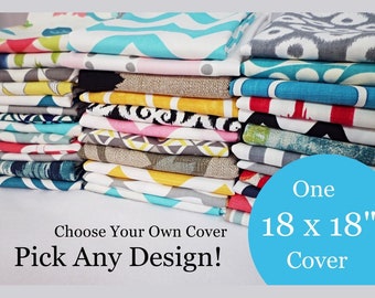 18 x 18 Pillow Cover, One Pillow Cover, Choose Your Own Design, Single Pillow Cover, Sofa Pillow Sham, Decorative Throw Pillow, Toss Pillow