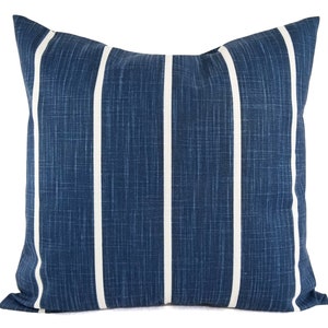 Two Blue Pillow Covers, Dark Blue Pillow Sham, Blue White Pillow, Navy Pillow Cover, Blue Striped Pillow Stripe, Farmhouse Pillowcase Sham