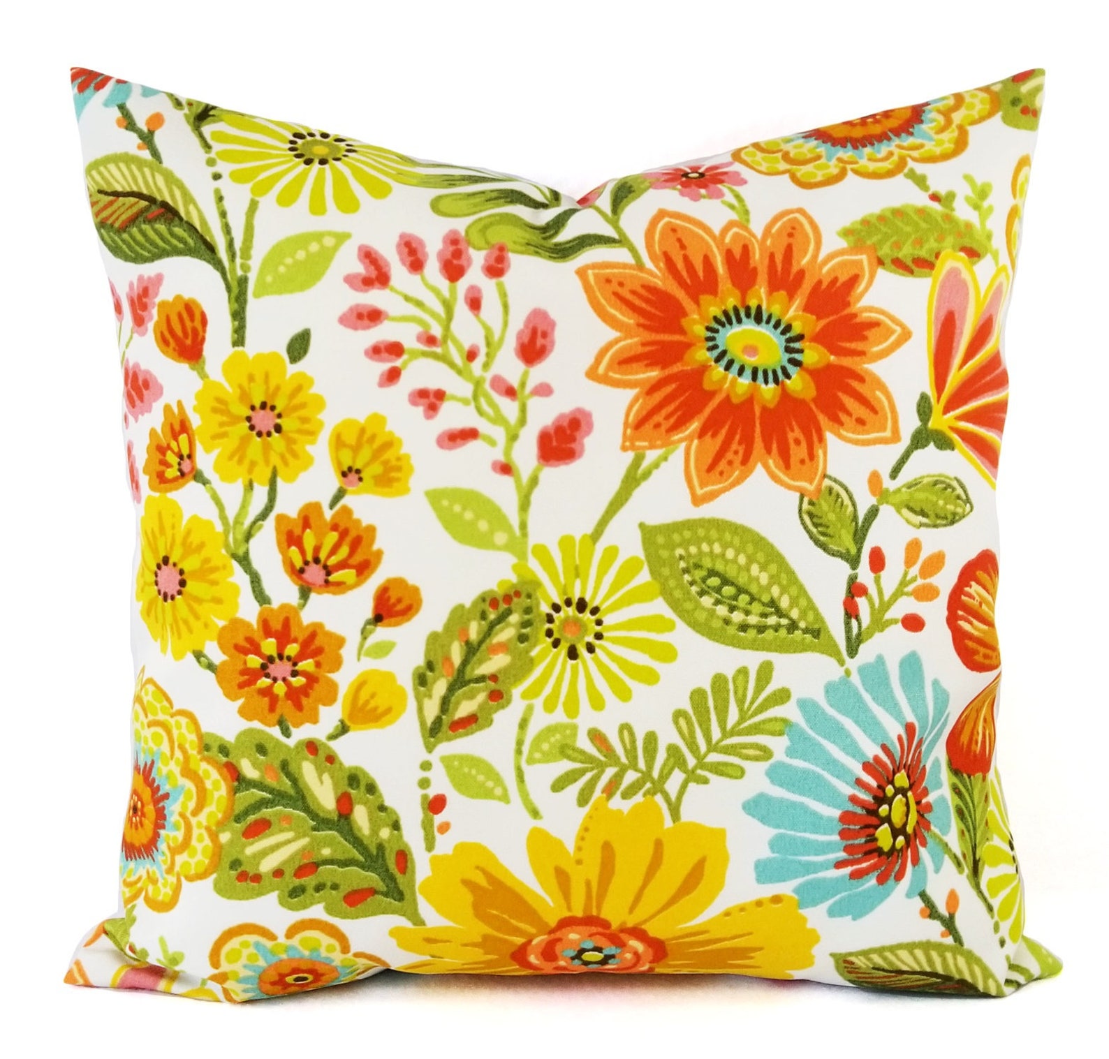 Two OUTDOOR Pillow Covers Yellow Pillow Cover Floral Etsy
