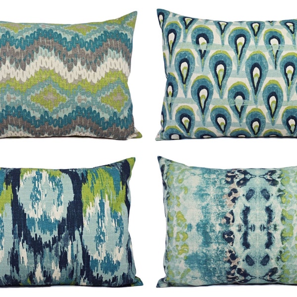 Blue Green Pillow Etsy