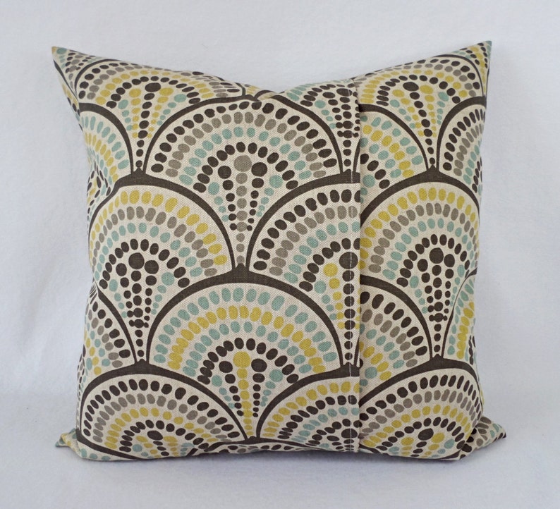 Brown Yellow and Blue Decorative Pillow Covers Two Geometric Etsy
