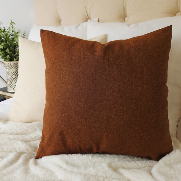 Brown Linen Pillow Etsy