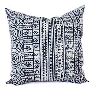 Two OUTDOOR Pillows, Navy and White Pillow Cover, Navy Blue Throw Pillow Cover, Aztec Pillow, Tribal Pillow, Blue and White Patio Pillow