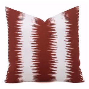 One OUTDOOR Pillow Cover, Dark Red Pillow Cover, Red Striped Pillow, Vertical Stripe Pillow, Brick Red Patio Pillow, Red Orange Pillow Sham
