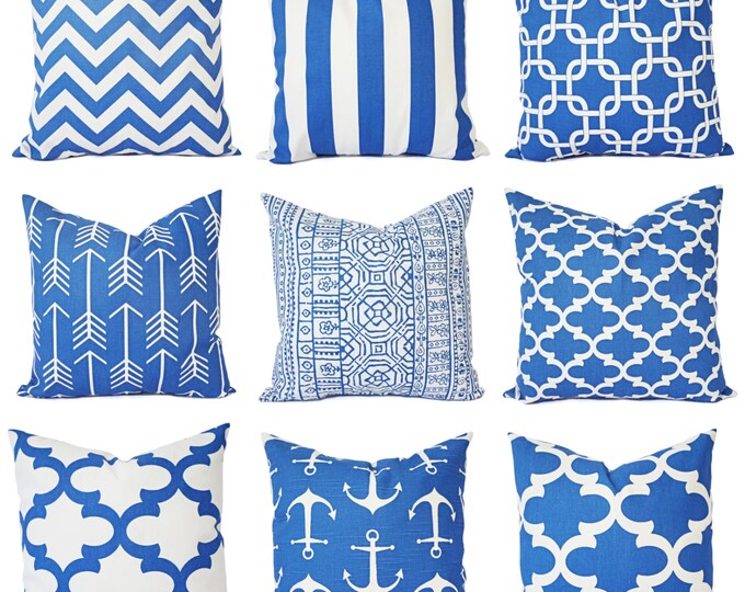 Royal Blue Pillow Covers Blue Throw Pillows Throw Pillow Etsy