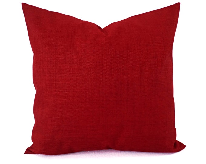 OUTDOOR Two Solid Pillow Covers Deep Red Pillows Patio Etsy