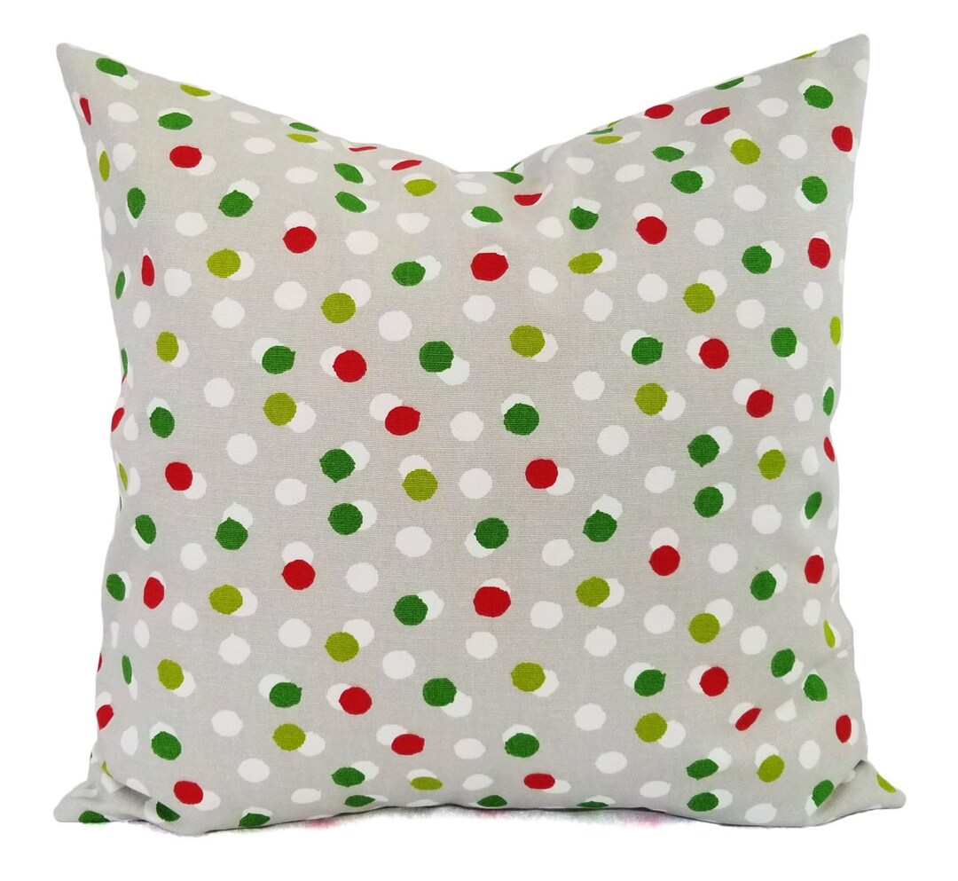 Christmas Pillows Grey Holiday Pillow Cover Polka Dot Pillow Confetti
