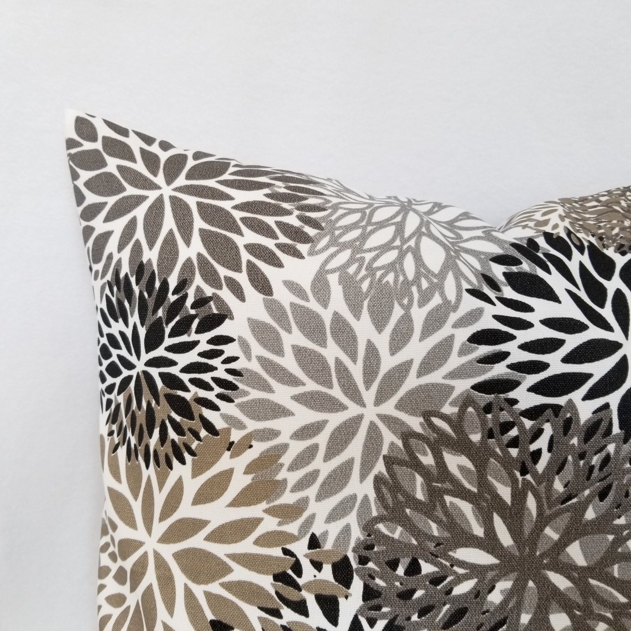 OUTDOOR Dark Grey Pillow Covers Grey Floral Pillow Covers Etsy