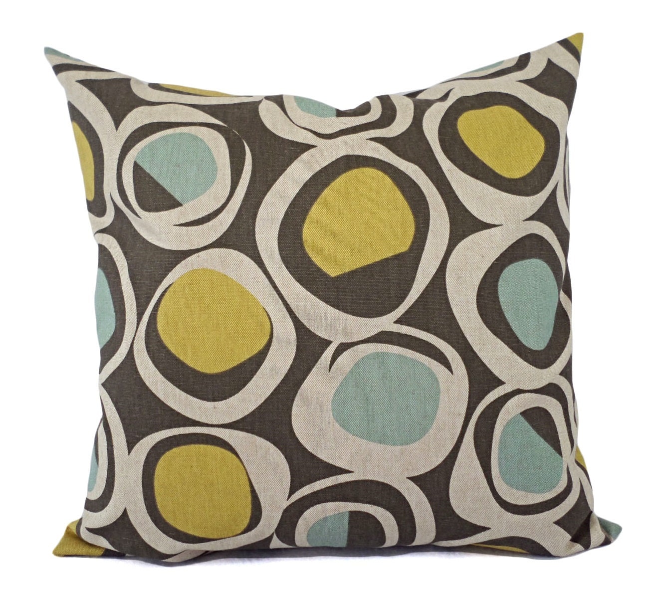 Brown Yellow and Blue Decorative Pillow Covers Two Geometric Etsy