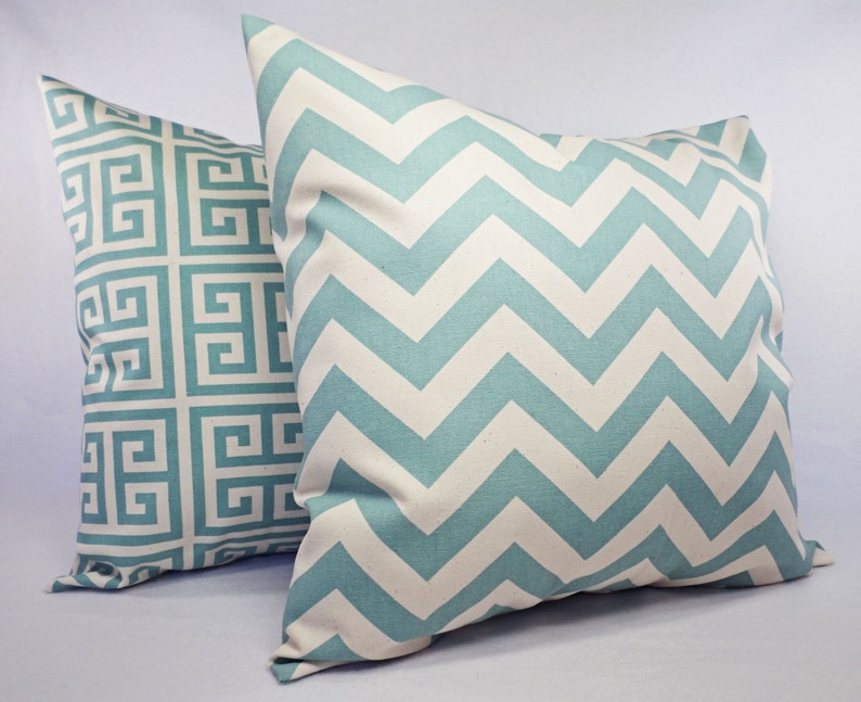 One Spa Blue and Beige Pillow Covers Throw Pillow Covers Etsy