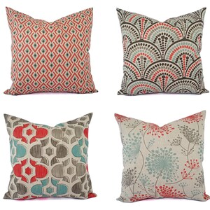 Decorative Pillow Orange Brown And Blue Decorative Pillow Etsy