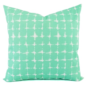 CLEARANCE One Indoor Outdoor Pillow Cover, Green Pillow Cover, Geometric Pillow, Aqua Pillow, Turquoise Pillow Cover, Deck Pillow