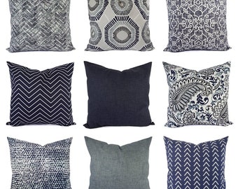 Decorative Pillow Cover - Blue Grey Pillow - Chevron Pillow - Solid Pillow Cover - Accent Pillow Cover - Navy Pillow - Grey Blue Pillow
