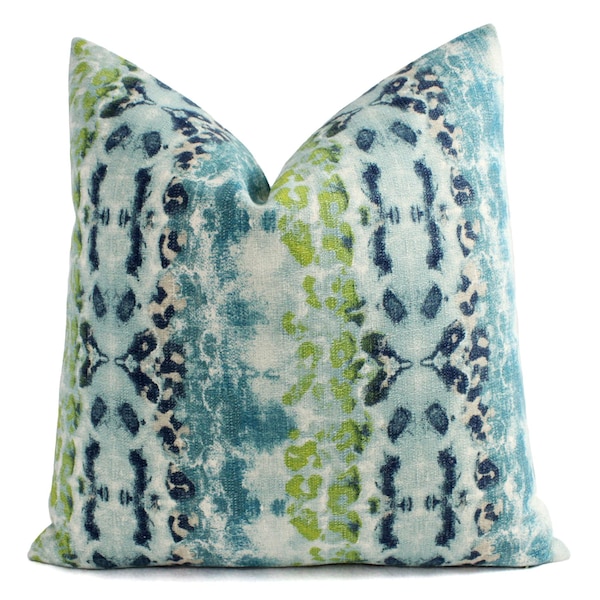 One Throw Pillow Cover, Blue and Green Cover, Blue Pillow, Blue Throw Pillow, Blue Pillow Sham, Blue Toss Pillow, Green Pillows