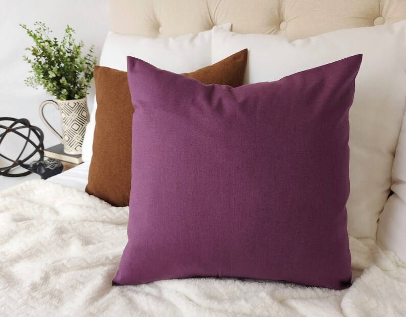 Solid Purple Pillow Cover Purple Pillow Cover Linen Pillow Etsy