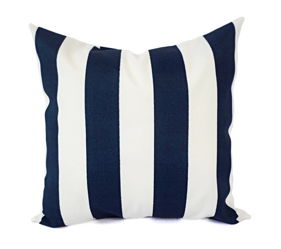 Two OUTDOOR Pillows Navy White Pillow Cover Navy Throw Pillow Cover Navy Deck Pillow Blue Striped Pillow Patio Chair Pillow Etsy