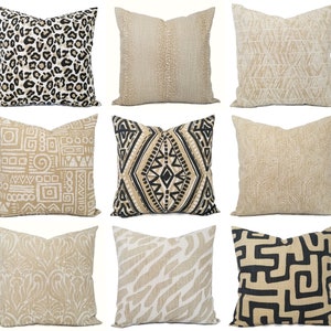 One Tan Pillow Cover, Light Gold Pillow, Light Brown Pillow Cover, Camel Pillows, Brown Black Pillow Cover, 20 x 20 18 x 18 Pillow 16 x 16