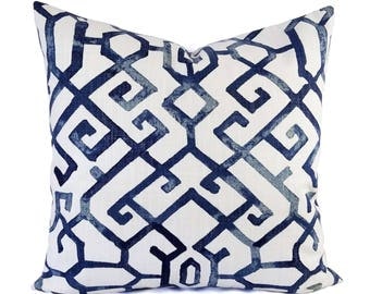 Two Blue Pillow Covers - Geometric Pillow Sham - Blue Throw Pillow - Blue Decorative Pillow - Navy Pillow Cover - Navy Pillow Sham - Custom
