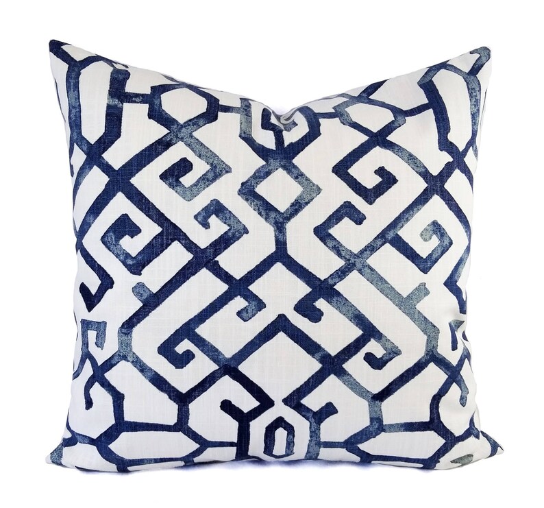 Two Blue Pillow Covers Geometric Pillow Sham Blue Throw Etsy
