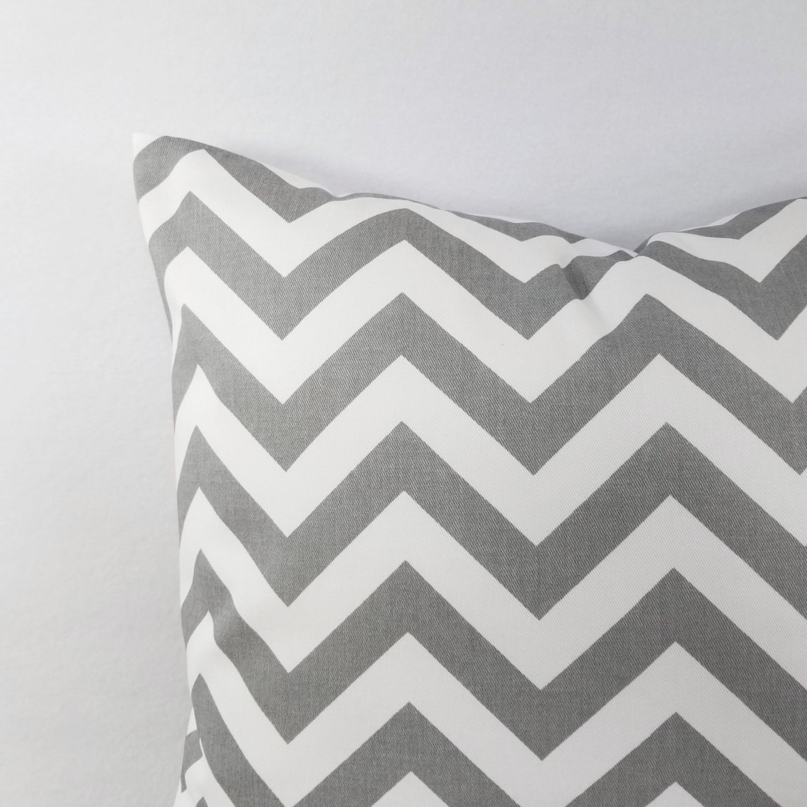 Two Grey Chevron Pillow Covers Grey and White Throw Pillows Etsy