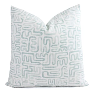 One Soft Green Decorative Pillow Cover, One White and Green Throw Pillow Cover, Geometric Pillow, Green Pillow Covers Pillow Sham