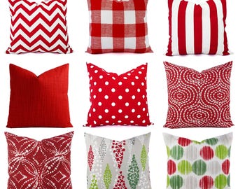Red Pillow Cover, Decorative Throw Pillow Cover, Red Couch Pillow, Red Pillow Sham, Red Euro Sham, Christmas Pillow, 18 x 18 Pillow, 20 x 20