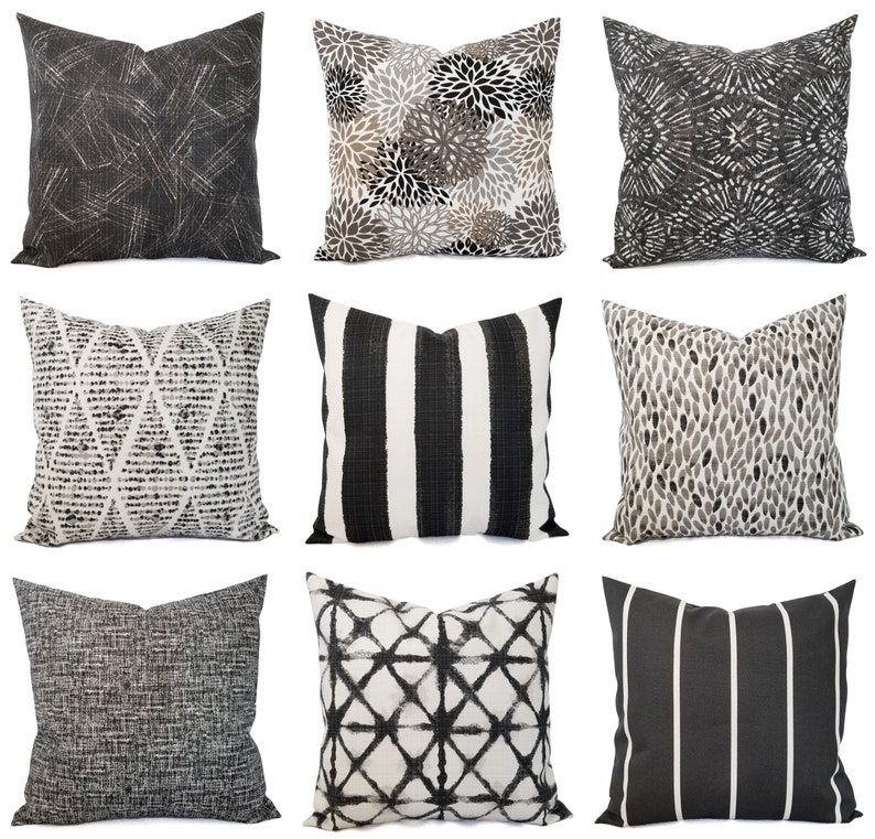 OUTDOOR Pillow Dark Grey Pillow Cover Grey Outdoor Pillow Etsy
