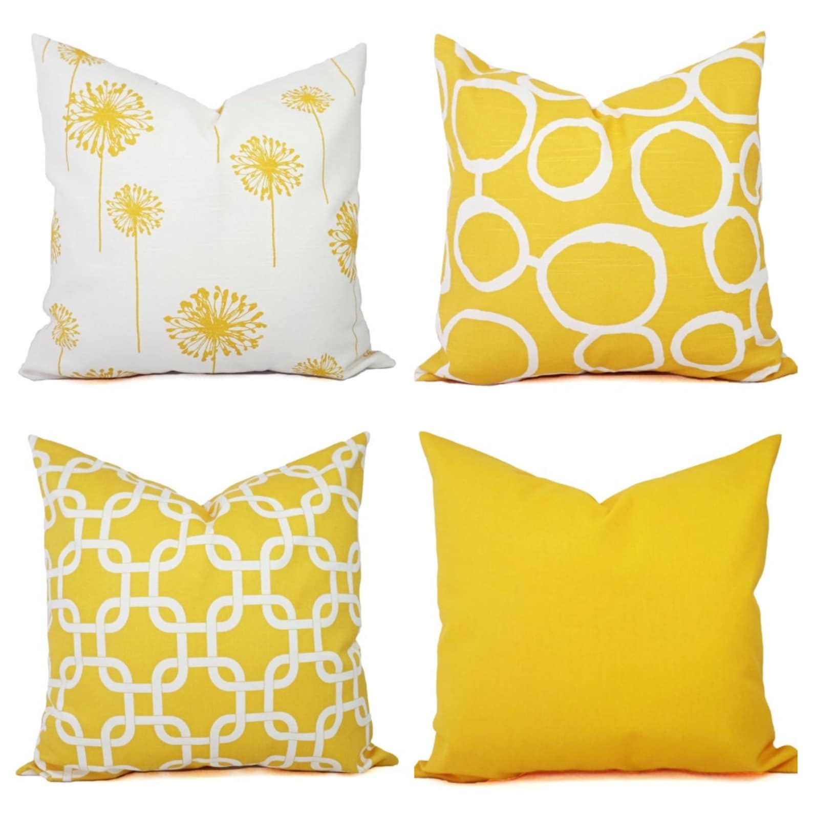 Two Yellow Decorative Throw Pillow Covers Yellow and White Etsy
