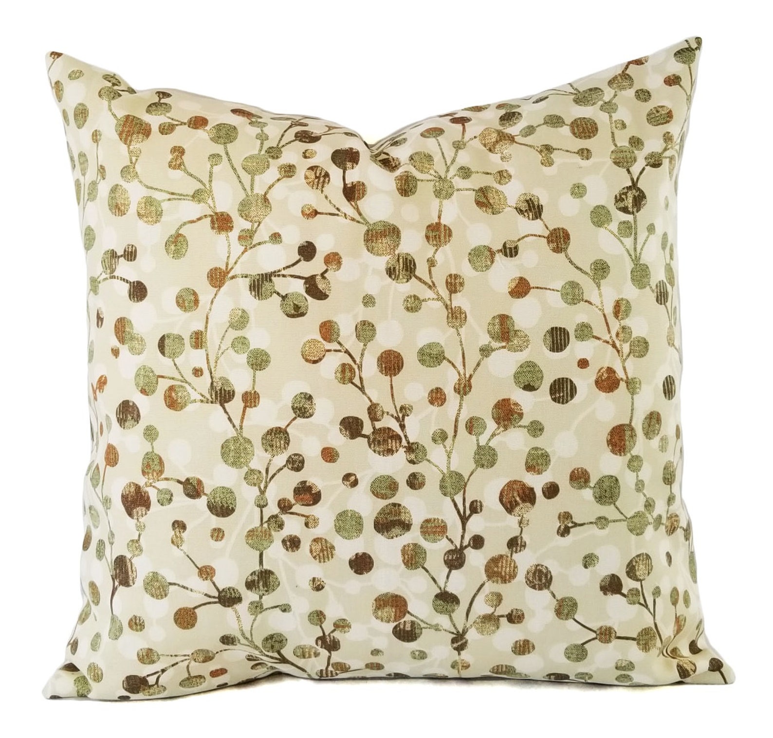 Two Brown and Green Pillow Covers Floral Pillow Covers Etsy