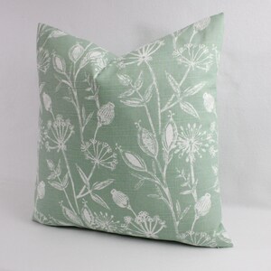 One Green Pillow Cover, Floral Pillow Sham, Green Throw Pillow, Green Decorative Pillow, Flower Pillow Cover, Zipper Pillow Cover image 3