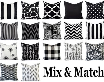 Decorative Pillow Covers, Black and White Pillow, Pillow Sham, Black  Pillowcase, Solid Black Pillow, Black Chevron, Black Stripe