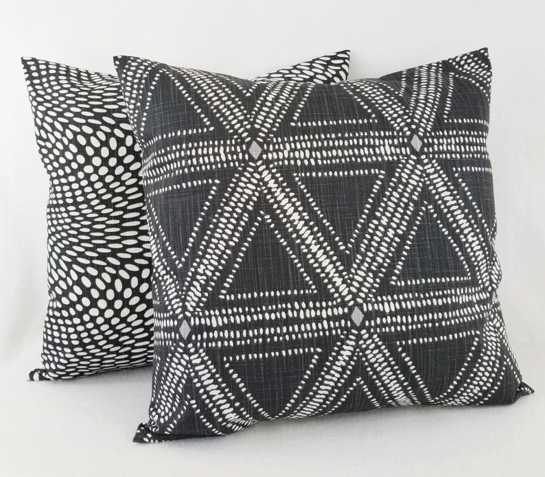 Two Black Pillow Covers Black and White Throw Pillow Covers Etsy UK