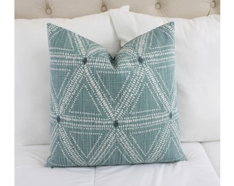 One Light Green Pillow Cover, One White and Green Throw Pillow Cover, Green Geometric Pillow, Sage Green Pillow Covers Pillow Sham
