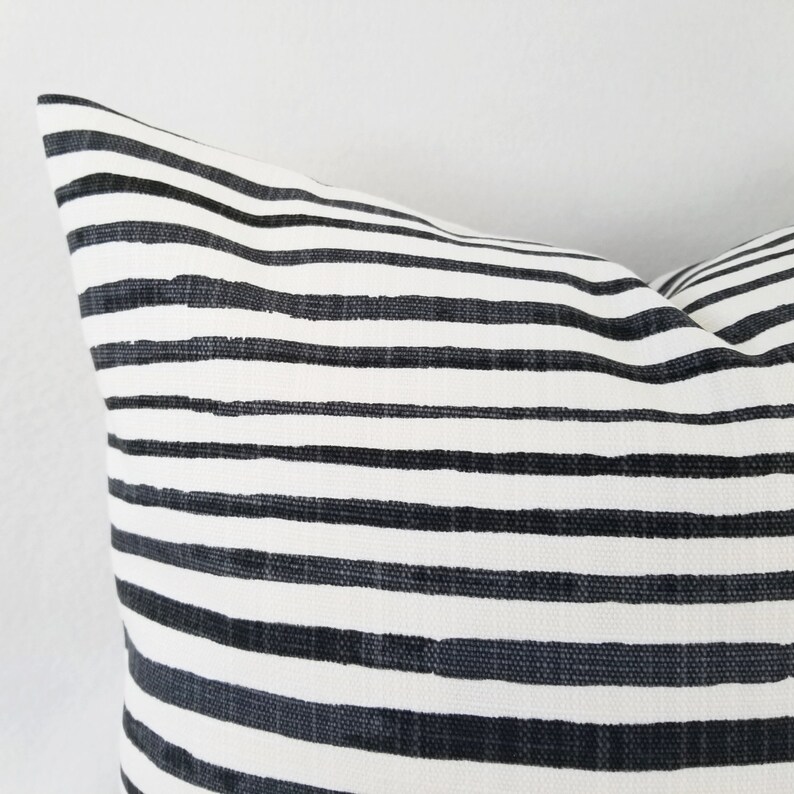 Two Soft Black Pillow Covers Two Black and White Striped Etsy