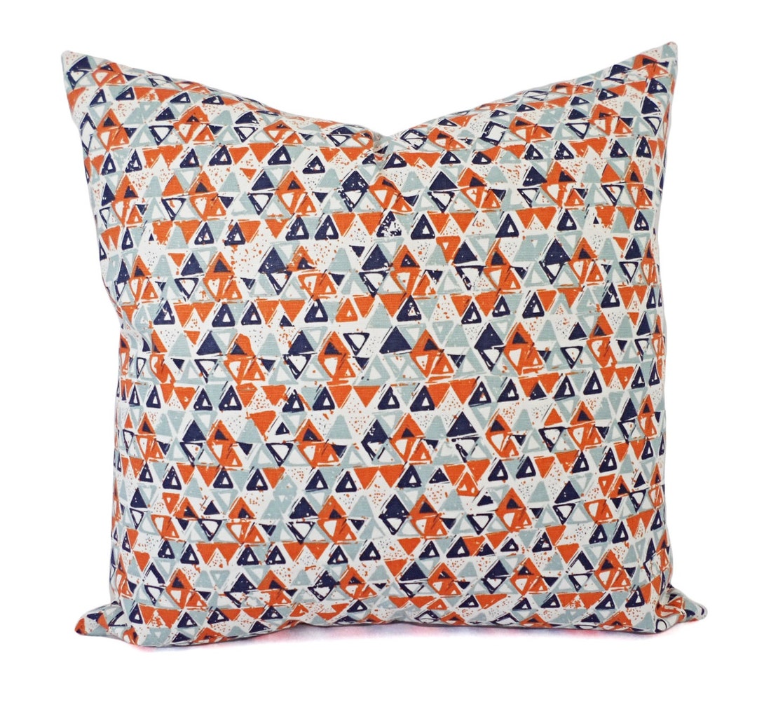 Orange Blue Pillow Cover Orange Pillow Cover Navy Etsy