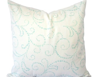 Two Christmas Pillows - Blue and White Pillow Cover - Aqua Pillow - Scroll Decorative Pillow Cover - Custom 16x16 18x18 20x20 22 24 26 Inch