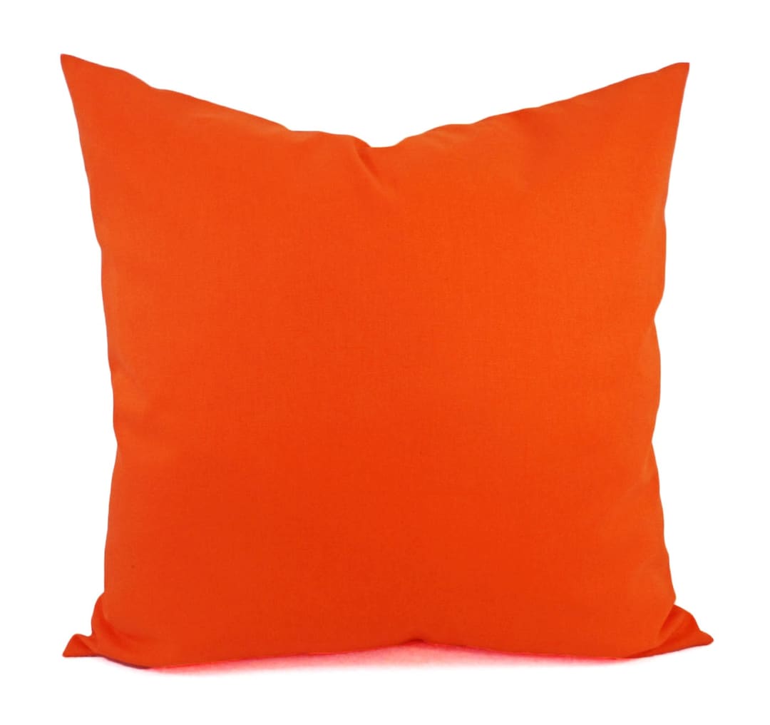Solid Orange Pillow Cover Orange Throw Pillow Linen Pillow Cover Solid Orange Throw Pillow