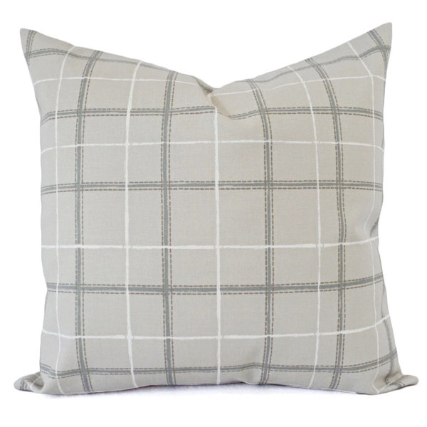 Two Decorative Pillow Covers - Warm Grey Pillow Covers - Plaid Pillow Cover - Modern Pillow Sham - Accent Pillow - Grey Couch Pillow Case