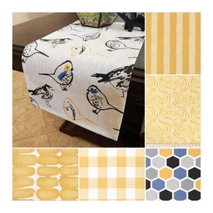 Deep Yellow Table Runner, Custom Size Table Centerpiece, Fabric Table Runner, Yellow Blue Table Runner, Dining Room Decor, Custom Decor