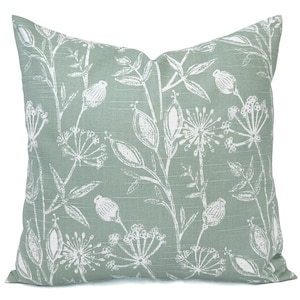 Two Green Pillow Covers, Floral Pillow Sham, Green Throw Pillow, Green Decorative Pillow, Flower Pillow Cover, Zipper Pillow Covers