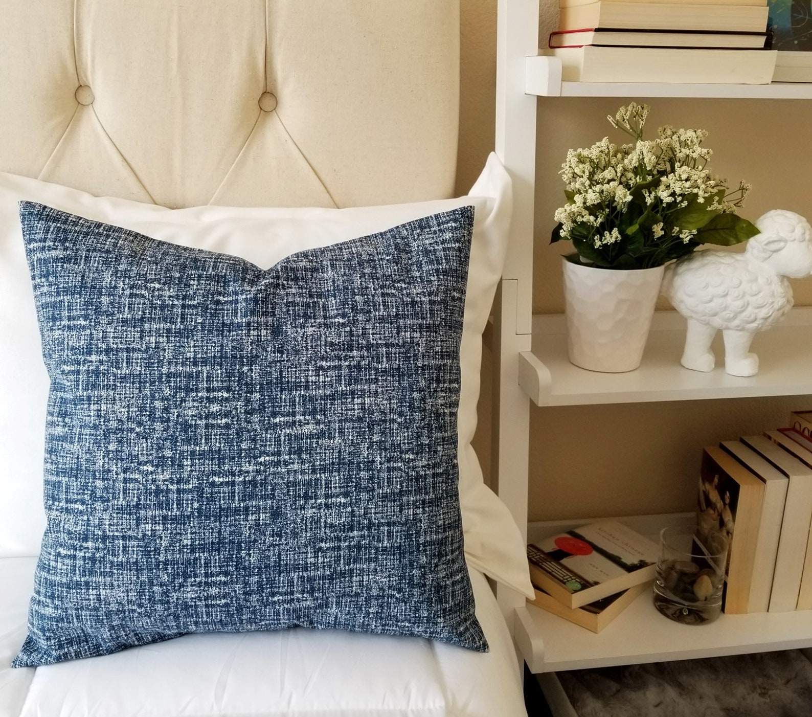 Dark Blue Pillow Covers Blue Pillow Sham Solid Blue Pillow Etsy