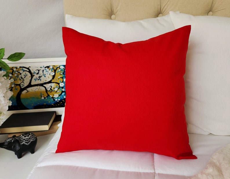 Solid Red Pillow Cover Dark Red Pillow Cover Linen Pillow Etsy