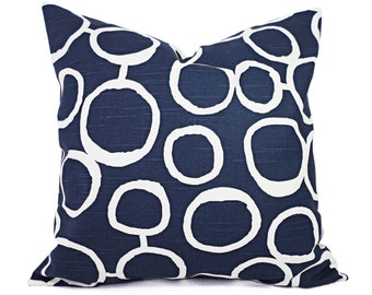 Two Navy Decorative Throw Pillow Covers - Two Navy and White Pillow Covers - Navy Couch Pillow - Navy Blue Accent Pillows - Pillow Sham