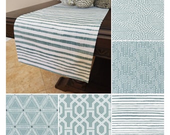 Soft Green Table Runner, Custom Size Table Centerpiece, Fabric Table Runner, Blue Green Table Runner, Dining Room Decor, Custom Decor