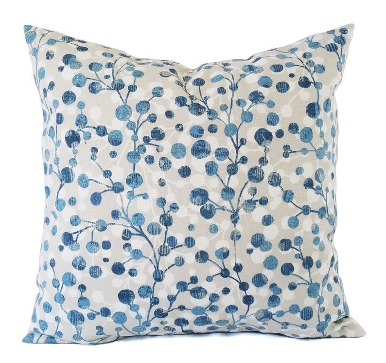 Two Blue and Grey Pillow Covers Floral Decorative Throw Etsy