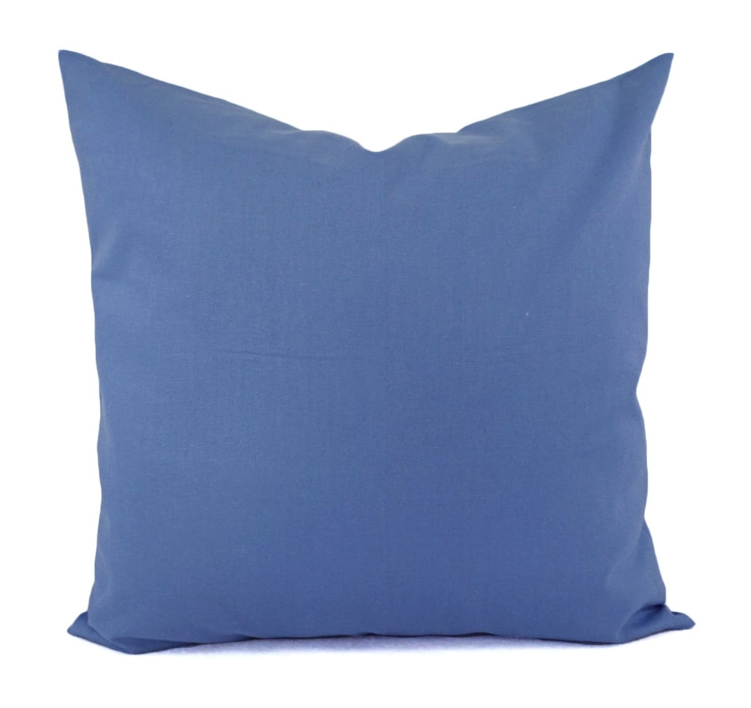 Solid Medium Blue Decorative Pillow Cover, Blue Pillow Cover, Linen